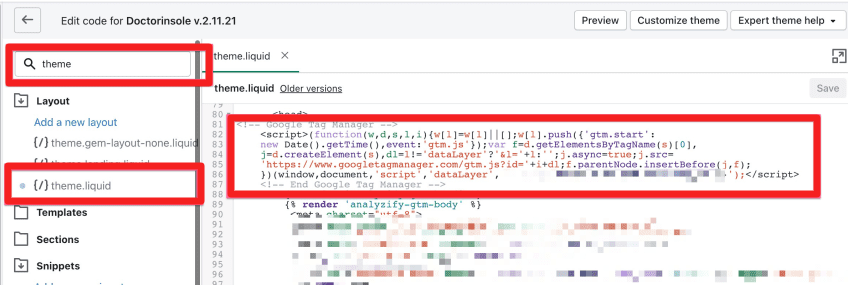 Add GTM into Shopify theme Files - 2