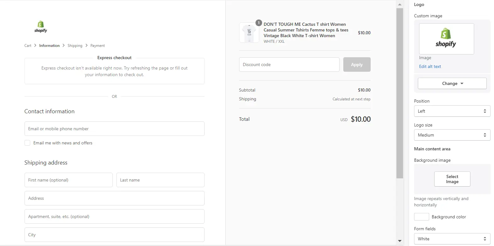 customize Shopify checkout page 