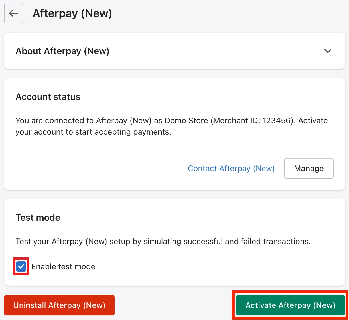 add Afterpay to Shopify