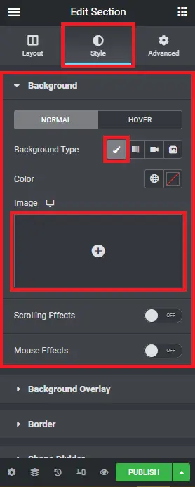 How to use Elementor to add a background image