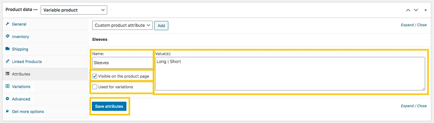 WooCommerce Product Attributes