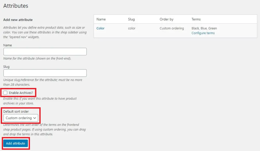 WooCommerce Product Attributes