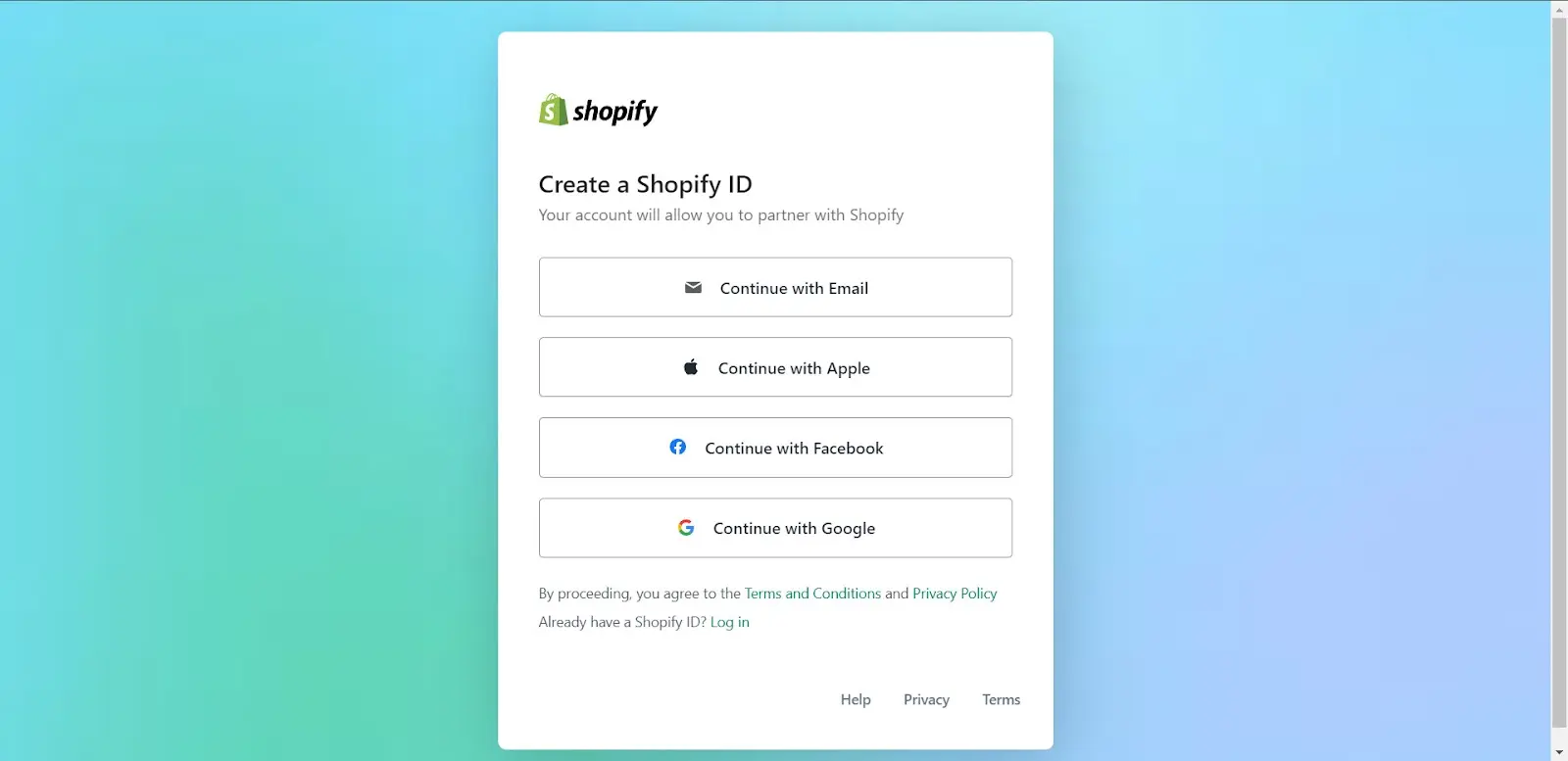 Shopify partner login